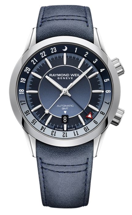 Raymond Weil Freelancer Men's GMT Blue Dial And Blue Leather Watch