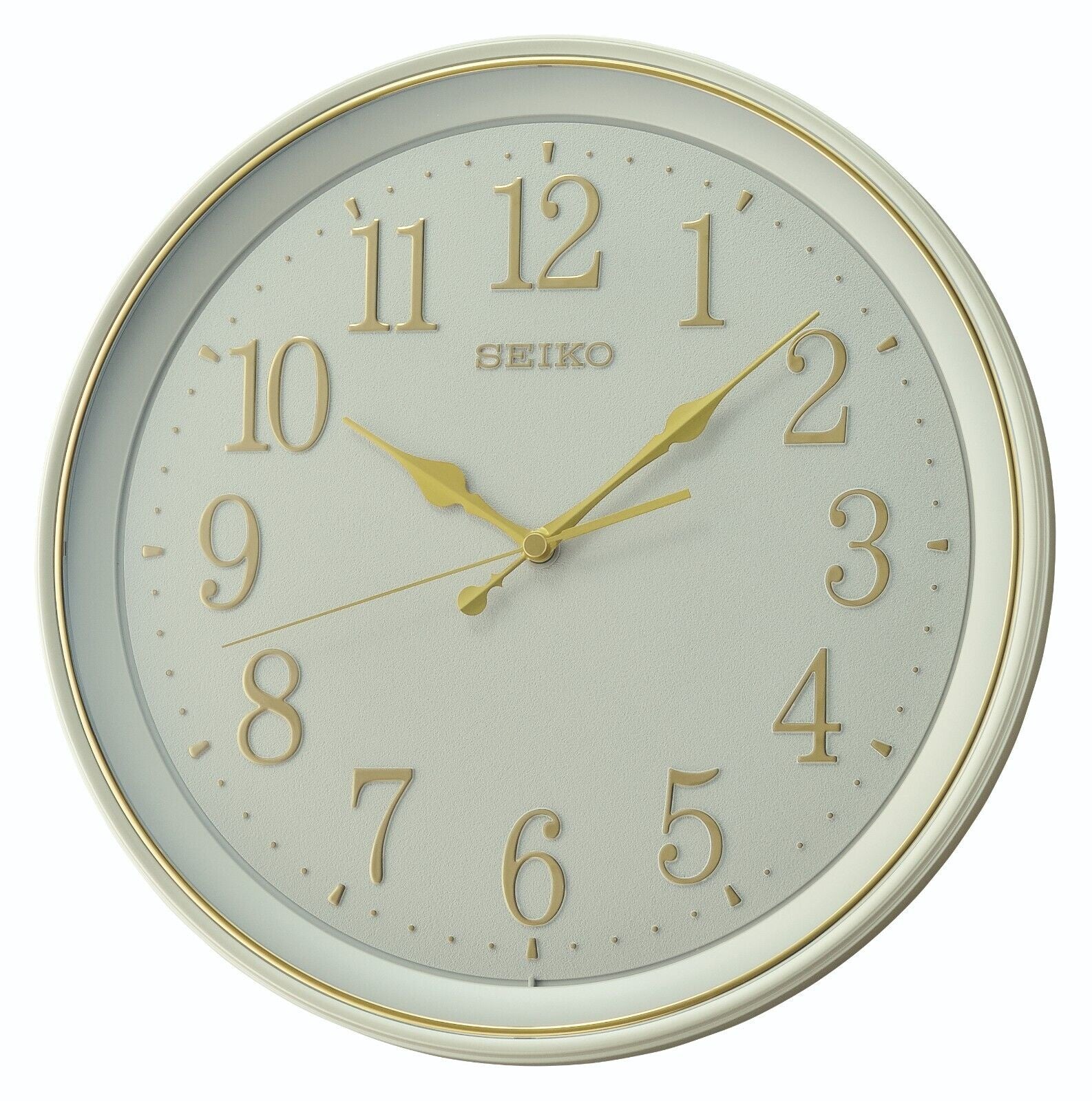 Seiko White and Gold Wall Clock